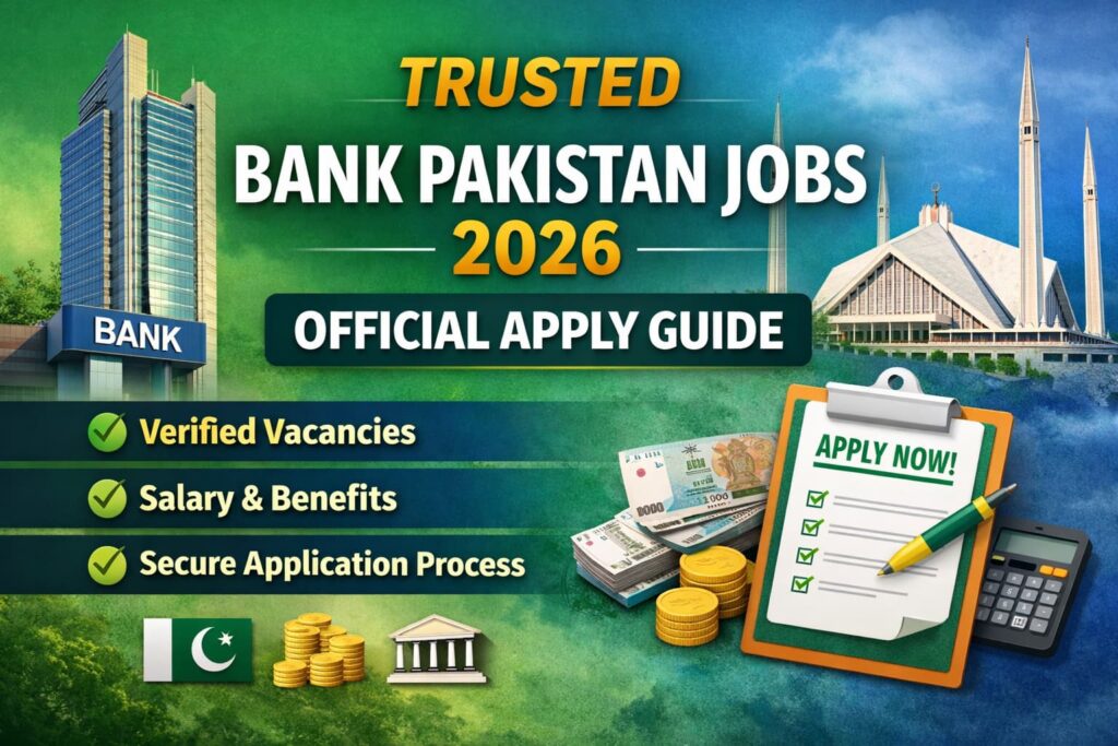 Bank Pakistan jobs 2026 secure online application thumbnail showing professional banking recruitment theme
