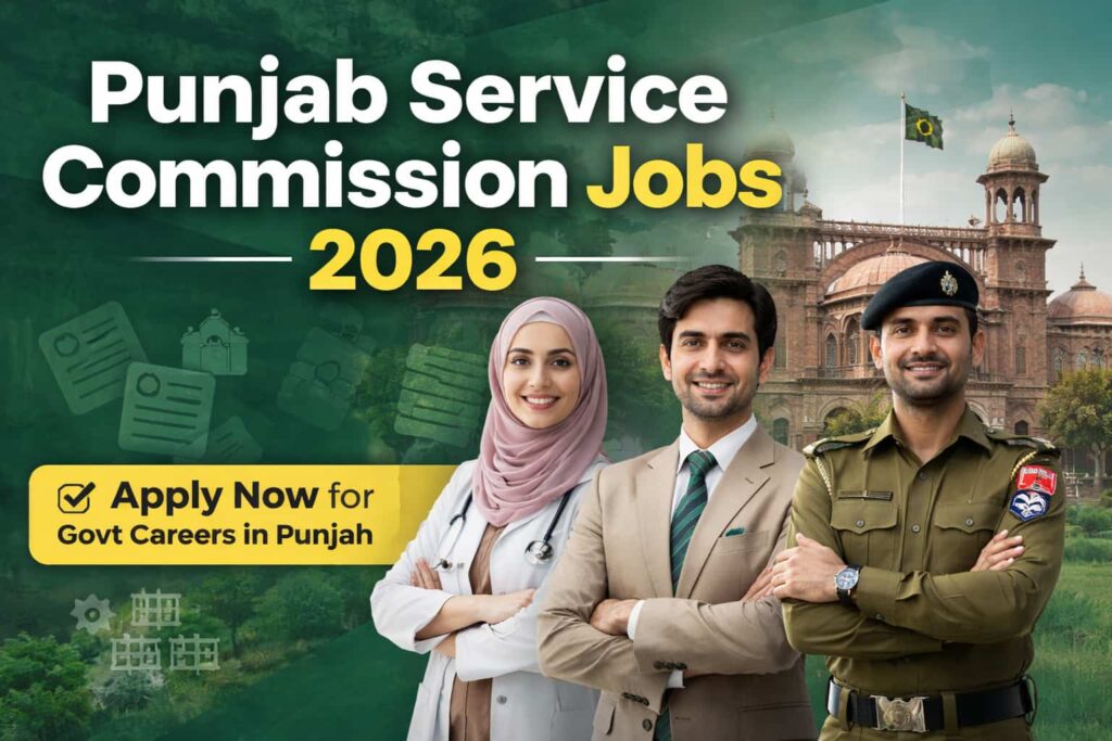 Latest Punjab Service Commission Jobs 2026 official thumbnail showing government career opportunities in Punjab with apply securely message