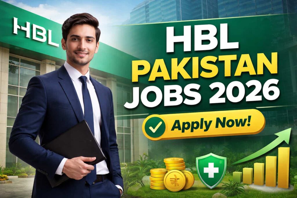 Official HBL Pakistan Jobs 2026 thumbnail showing a professional banking career theme with apply now message