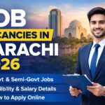 Job Vacancies in Karachi 2026 banner showing government and semi-government jobs, eligibility, salary details, and online apply guide