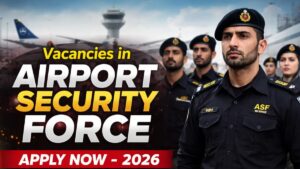 Vacancies in Airport Security Force 2026 official recruitment thumbnail showing ASF officers at airport with apply details